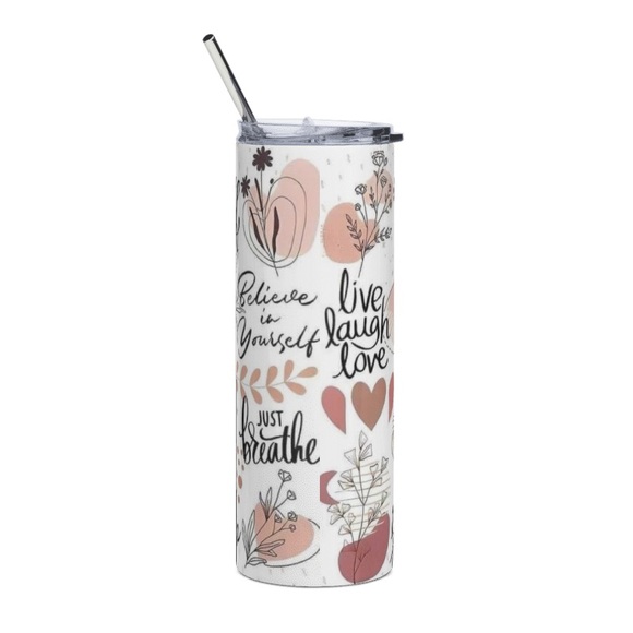 Boho Positive Affirmations 20oz Steel Tumbler With Lid & Straw - Picture 3 of 4